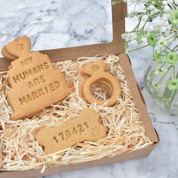 "My Humans Are Married" Personalised Dog Biscuits Wedding Gift