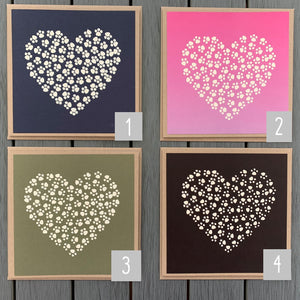 Hand Printed Paw Print Card